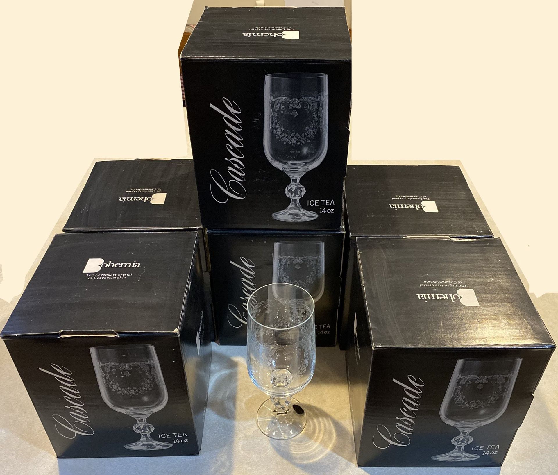 Brand New Cascade Fine Lead Crystal 14 oz Ice Tea Goblets