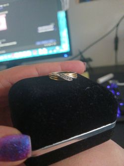 Gold Plated .925 Crystal Stone Ring Size 6 -6.5