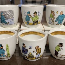 CZECH PORCELAIN CUPS SHOT GLASSES VINTAGE SET OF 6 RARE