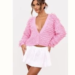 Pink Loop Cardigan V Neck 