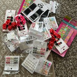 Earrings hair ties hair clip nail file