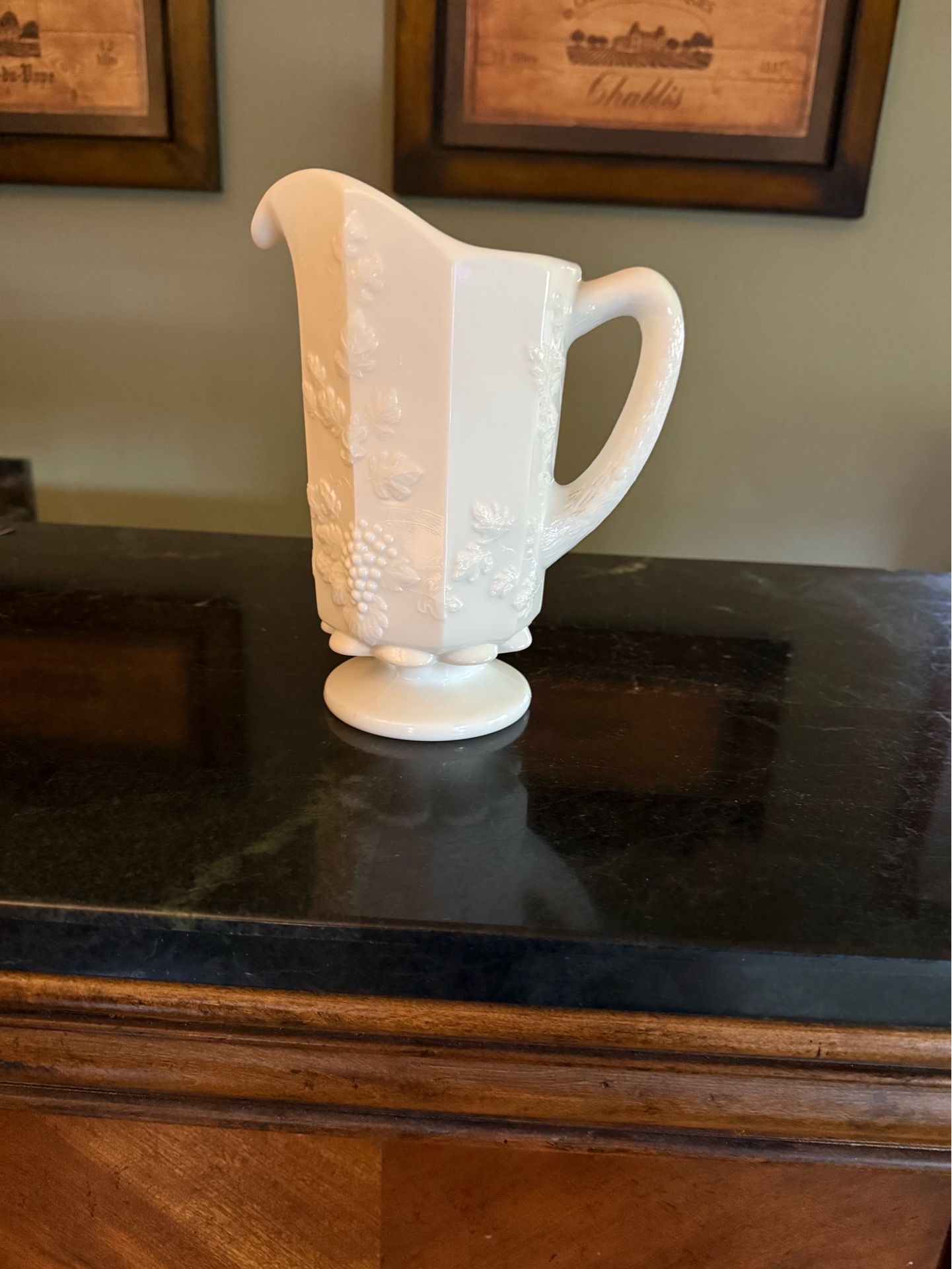 Vintage 1960’s Westmoreland Paneled Quart Size Milk Glass Pitcher
