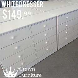 White 8 Drawer Dresser 