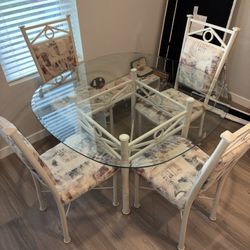Glass Dining Table Set with 4 Chairs