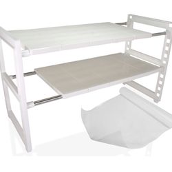 2 Tier Under Sink Adjustable Shelf Organizer Rack