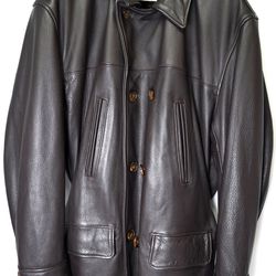 Aero Leather Co. Heavy Steerhide Car Coat men’s Size 48 Brown Leather Jacket Scotland
