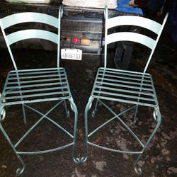 2 Metal Stools Teal Color 29.5" H (Seat) 46" (Back) x 18" W x 18" D