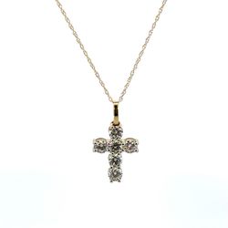 Woman’s Ladies 14k Yellow Gold 1.00 CTW Lab Created Diamond Cross 18” Inch  Necklace GP3122977