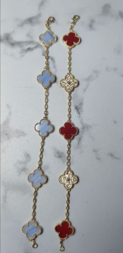 Clover Bracelets 18k Gold Plated Finish, Variety of Colors