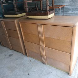 2 Mid-Century Pine Oak Dressers
