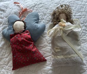2 Used Fabric Angel Decorations