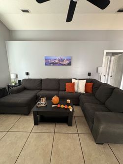 Grey sofa with chaise