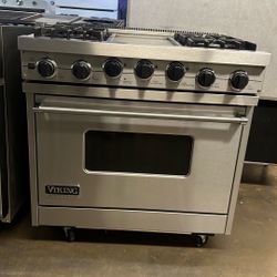 VIKING 36”WIDE DUAL FUEL RANGE STOVE STAINLESS STEEL 