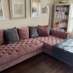 Pink Sectional w/ Pillows Included