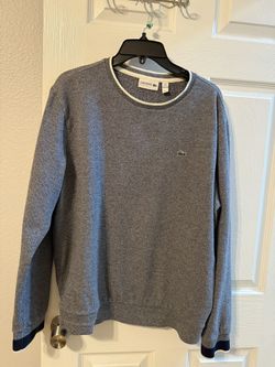 Round neck Lacoste in gray mottled cotton blend.