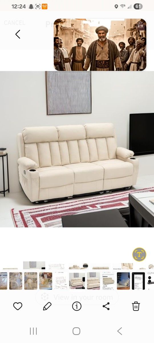 Visit the Store, MCombo
MCombo
Visit the Store
3.7
3.7 out of 5 stars
(59)
MCombo Power Reclining Sofa 3-Seat Dual Recliner Sofa, Cream White, Reclini