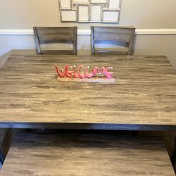 Gray Family Kitchen Table W/bench