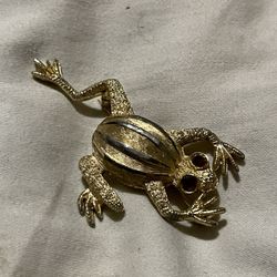 Frog Brooch With Red Eyes