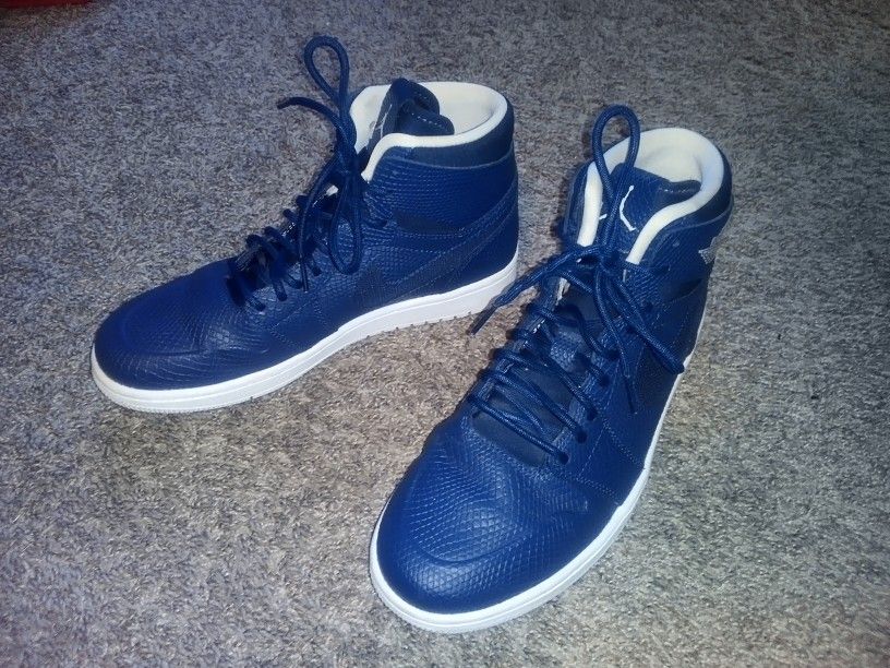Nike Air Jordan 1 Nouveau High Navy  Snakeskin Shoes Mens Size 8.5 Used See Pics 
