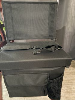 Stadium Seat, Folding Chair with Shoulder Strap, Hooks, Cup Holder, and Side Pocket, Black New