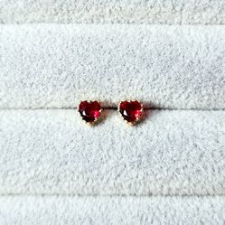 Ruby Heart Earrings