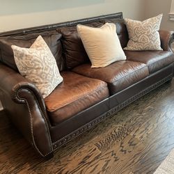 Bernhardt Distressed Leather Sofa