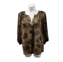 Lucy & Laurel Size 2X Floral Women's Top - Brown and Purple