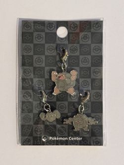Geodude Graveler Golem Metal Charm Key Chain Set Pokémon Center Japan