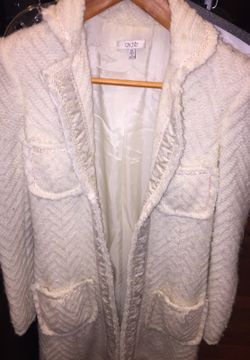 Chanel coat with metallic detail trim long xs