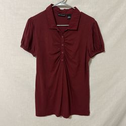 Bay Studios Red Button-Up Top