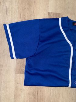 Royal Blue White Piping Baseball Jersey