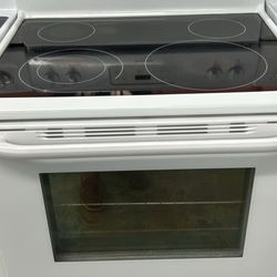 White Self Clean Glass Top Stove 