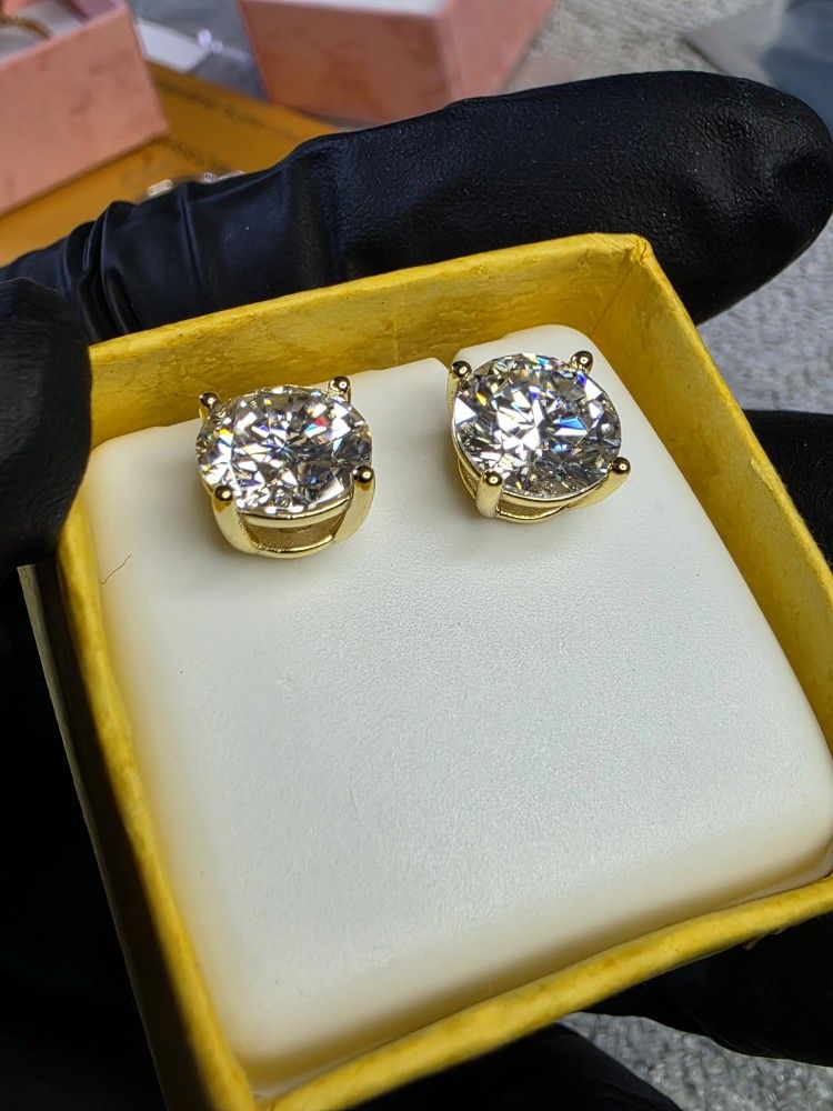 6ctw SS925 Moissanite Diamonds Gold Over Studs