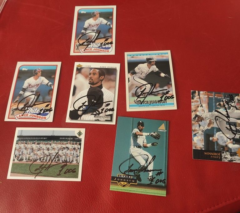 Lance Johnson ( White Sox) Baseball Cards Signed
