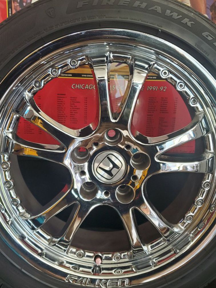 Falken 17" Chrome wheels. Tires are not good!!