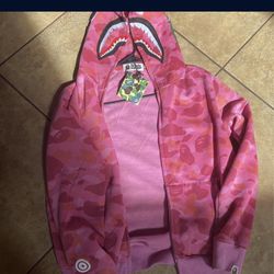 pink bape hoodie ABC camo shark 