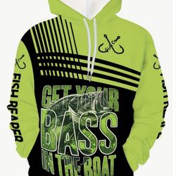 “GET YOUR BASS IN THE BOAT” Hoodie Pullover With Pockets Sz. XL (can Ship Or Pickup Near Val Vista & Guadalupe)