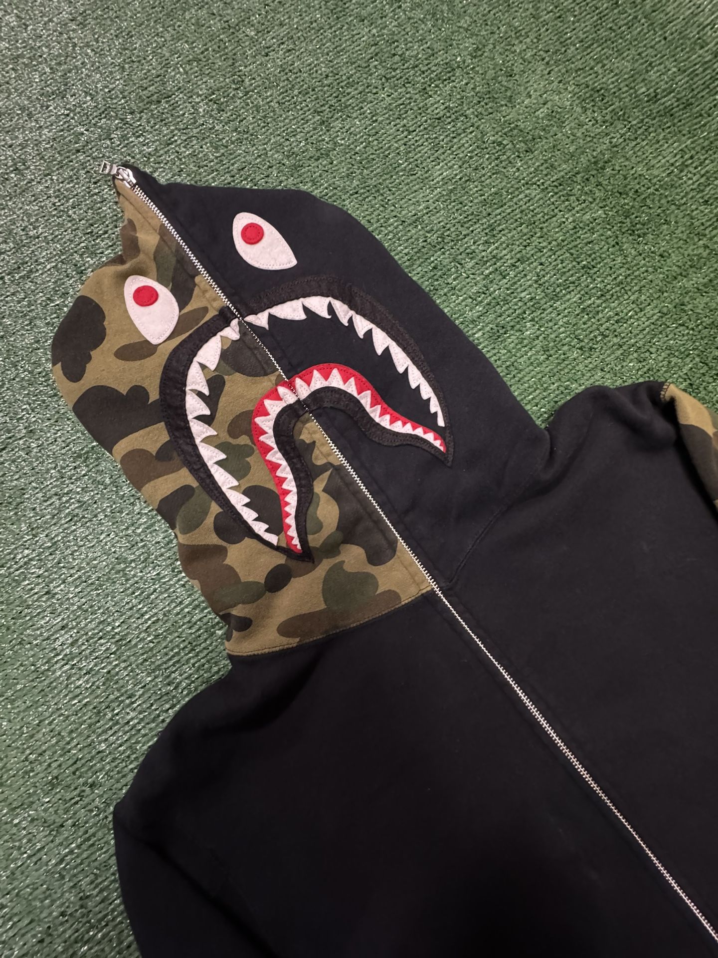 Bape Black/Green Camo Shark Hoodie