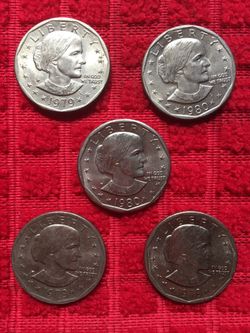 (5) Susan B. Anthony coins $125.00 CASH, TEXT FOR PRICES