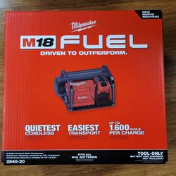 Milwaukee M18 FUEL 2 Gallon Compact Quiet Compressor  2840-20 (TOOL ONLY)
