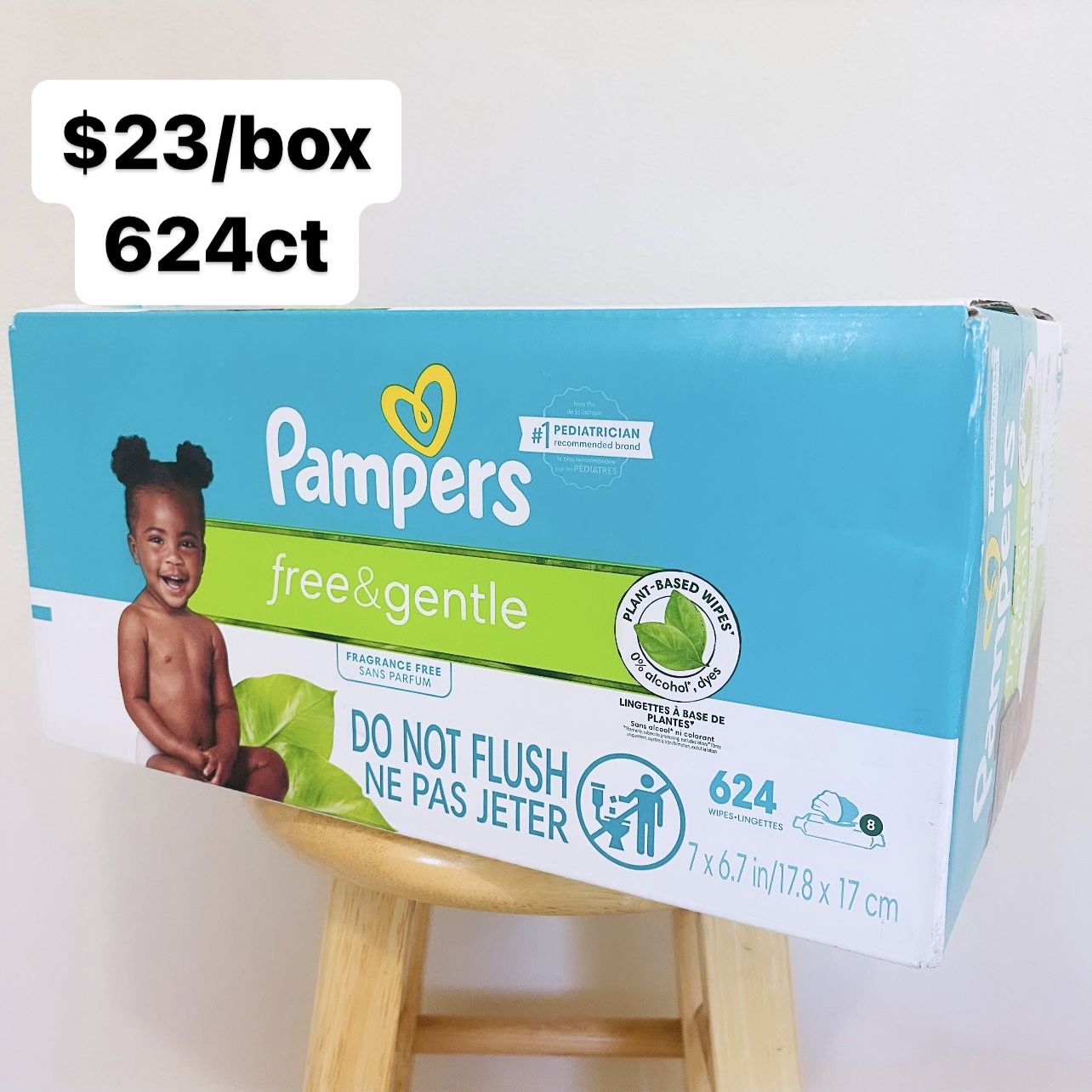 Pampers Nonscented Baby Wipes Box (8 Packs of 78ct/each, 624 Wipes Total)