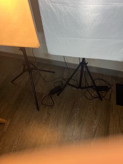 3 Studio Box Lights (temperature adjustable with diffusers) and 1 Microphone Boom Stand (no mic)