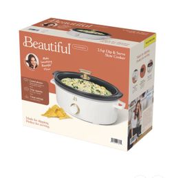 Beautiful 2.5 Qt Dip and Serve Manual Slow Cooker, White Icing by Drew Barrymore