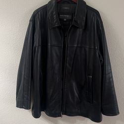 XXL Black Large Lambs Skin Leather Jacket For Men. ( Perry Ellis Brand)