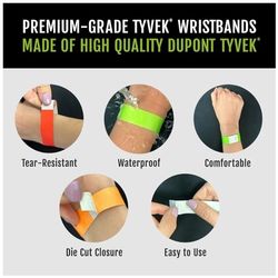3 Pack Of 500 WristCo Caribbean Blue Tyvek Wristbands 