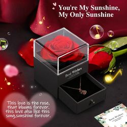 Eternal Red Rose๐น Rose With Heart Necklace Flower! Great Gift idea! Free Shipping: Yes!