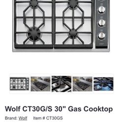 Wolf CT30G/S 30" Gas Cooktop