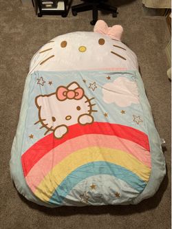 Hello Kitty Rainbow Floor Lounger - 47" x 64" Plush Kids Sleeping Bag Bed Seat