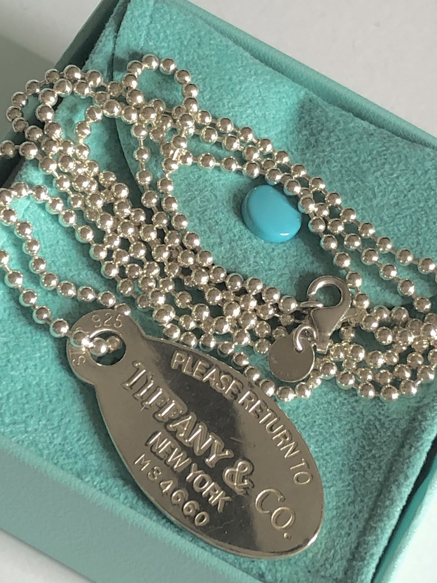 Tiffany & Co. Return to Oval Tag Ball Chain Pendant Necklace 