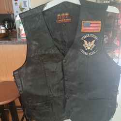 Women's Black Leather Riders Vest